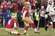 SAN FRANCISCO, CA - DECEMBER 08: Kicker Phil Dawson #9 of the San Francisco 49ers watches his game-winning field goal against the Seattle Seahawks late in the fourth quarter on December 8, 2013 at Candlestick Park in San Francisco, California. The 49ers