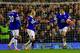 LIVERPOOL, ENGLAND - JANUARY 04: Nikica Jelavic of Everton is congratulated on his second goal by Steven Naismith of Everton during the Budweiser FA Cup Third Round match between Everton and Queens Park Rangers at Goodison Park on January 4, 2014 in Live