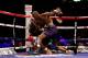 SHEFFIELD, ENGLAND - APRIL 27: Deontay Wilder Knocks Audley Harrison down during their Heavyweight at Motorpoint Arena on April 27, 2013 in Sheffield, England. (Photo by Scott Heavey/Getty Images)