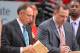 CHICAGO, IL - APRIL 27: Chicago Bulls Head Coach Tom Thibodeau (right) and Assistant Coach Ron Adams draw up a play during a timeout in the second overtime period in Game Four of the Eastern Conference Quarterfinals against the Brooklyn Nets during the 20