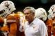 SAN ANTONIO, TX - DECEMBER 30: Head coach Mack Brown of the Texas Longhorns looks on against the Oregon Ducks during the Valero Alamo Bowl at the Alamodome on December 30, 2013 in San Antonio, Texas. (Photo by Ronald Martinez/Getty Images)