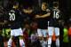 SUNDERLAND, ENGLAND - OCTOBER 05: Adnan Januzaj of Manchester United is congratulated on his goals by Robin Van Persie and Michael Carrick after victory in the Barclays Premier League match between Sunderland and Manchester United at Stadium of Light on O
