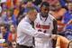 SUNRISE, FL - DECEMBER 21: Head coach Billy Donovan talks to Casey Prather #24 of the Florida Gators during second half action against the Fresno State Bulldogs during the MetroPCS Orange Bowl Basketball Classic on December 21, 2013 at the BB&T Center in