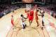 HOUSTON, TX - DECEMBER 31: Dwight Howard #12 of the Houston Rockets rebounds against the Sacramento Kings on December 31, 2013 at the Toyota Center in Houston, Texas. NOTE TO USER: User expressly acknowledges and agrees that, by downloading and or using
