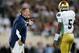 EAST LANSING, MI - SEPTEMBER 15: Head coach Brian Kelly of the Notre Dame Fighting Irish talks to quarterback Everett Golson #5 while playing the Michigan State Spartans at Spartan Stadium Stadium on September 15, 2012 in East Lansing, Michigan. Notre Da