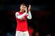 LONDON, ENGLAND - NOVEMBER 26: Per Mertesacker of Arsenal applauds the fans at the final whistle in the UEFA Champions League Group F match between Arsenal and Olympique de Marseille at Emirates Stadium on November 26, 2013 in London, England. (Photo by