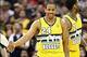 Nov 15, 2013; Denver, CO, USA; Denver Nuggets point guard Andre Miller (24) reacts to a play in the fourth quarter against the Minnesota Timberwolves at the Pepsi Center. The Nuggets won 117-113. Mandatory Credit: Isaiah J. Downing-USA TODAY Sports