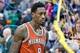 Jan 2, 2014; Salt Lake City, UT, USA; Milwaukee Bucks center Larry Sanders (8) leaves the court after losing to the Utah Jazz 96-87 at EnergySolutions Arena. Mandatory Credit: Russ Isabella-USA TODAY Sports
