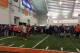 Fans await the Auburn football team's arrival at the Tigers' indoor practice facility Tuesday night in Auburn.