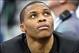 Jan 7, 2014; Salt Lake City, UT, USA; Oklahoma City Thunder point guard Russell Westbrook (0) during the first half against the Utah Jazz at EnergySolutions Arena. Mandatory Credit: Russ Isabella-USA TODAY Sports