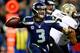 SEATTLE, WA - DECEMBER 02: Quarterback Russell Wilson #3 of the Seattle Seahawks looks to pass against the New Orleans Saints during a game at CenturyLink Field on December 2, 2013 in Seattle, Washington. (Photo by Otto Greule Jr/Getty Images)
