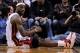 Jan 7, 2014; Miami, FL, USA; Miami Heat small forward LeBron James (6) reacts after falling on the court during the second half against the New Orleans Pelicans at American Airlines Arena. The Heat won 107-88. Mandatory Credit: Steve Mitchell-USA TODAY Sp