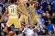 DURHAM, NC - JANUARY 07: Jabari Parker #1 of the Duke Blue Devils loses the ball against (L-R) Chris Bolden #11, Daniel Miller #5 and Quinton Stephens #12 of the Georgia Tech Yellow Jackets during a game at Cameron Indoor Stadium on January 7, 2014 in Du