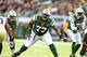 EAST RUTHERFORD, NJ - NOVEMBER 03: Austin Howard #77 of the New York Jets in action against the New Orleans Saints during their game at MetLife Stadium on November 3, 2013 in East Rutherford, New Jersey. (Photo by Al Bello/Getty Images)