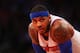 NEW YORK, NY - JANUARY 07: Carmelo Anthony #7 of the New York Knicks looks on against the Detroit Pistons during their game at Madison Square Garden on January 7, 2014 in New York City. NOTE TO USER: User expressly acknowledges and agrees that, by down
