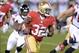 Dec 23, 2013; San Francisco, CA, USA; San Francisco 49ers running back Kendall Hunter (32) carries the ball in the final regular season game at Candlestick Park against the Atlanta Falcons. Mandatory Credit: Kirby Lee-USA TODAY Sports