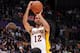 LOS ANGELES, CA - JANUARY 5: Kendall Marshall #12 of the Los Angeles Lakers shoots during a game against the Denver Nuggets at STAPLES Center on January 5, 2014 in Los Angeles, California. NOTE TO USER: User expressly acknowledges and agrees that, by down