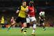 LONDON, ENGLAND - OCTOBER 22: Robert Lewandowski of Borussia Dortmund and Bacary Sagna of Arsenal fight for the ball during the UEFA Champions League Group F match between Arsenal and Borussia Dortmund at Emirates Stadium on October 22, 2013 in London,