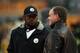 PITTSBURGH, PA - DECEMBER 19: Head Coach Mike Tomlin of the Pittsburgh Steelers talks with General Manager Kevin Colbert before the game against the New York Jets at Heinz Field on December 19, 2010 in Pittsburgh, Pennsylvania. (Photo by Karl Walter/Get