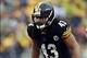 Dec 29, 2013; Pittsburgh, PA, USA; Pittsburgh Steelers safety Troy Polamalu (43) lines up against the Cleveland Browns in the second half at Heinz Field. The Steelers won the game, 20-7. Mandatory Credit: Jason Bridge-USA TODAY Sports