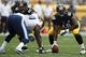 Sep 8, 2013; Pittsburgh, PA, USA; Pittsburgh Steelers tackle Kelvin Beachum (68) moves to play center after center Maurkice Pouncey (53) left the game with an apparent injury against the Tennessee Titans during the first quarter at Heinz Field. Mandatory