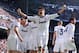 MADRID, SPAIN - MARCH 02: Alvaro Morata (C) of Real Madrid CF celebrates with his teammates after Karim Benzema of Real Madrid CF (L) scored the opening goal during the La Liga match between Real Madrid CF and FC Barcelona at Bernabeu on March 2, 2013 in
