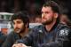 LOS ANGELES, CA - DECEMBER 20: Ricky Rubio #9 and Kevin Love #42 of the Minnesota Timberwolves look on from the bench during a game against the Los Angeles Lakers at Staples Center on December 20, 2013 in Los Angeles, California. NOTE TO USER: User expres