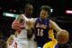 HOUSTON, TX - JANUARY 08: Pau Gasol #16 of the Los Angeles Lakers works the ball against Dwight Howard #12 of the Houston Rockets during the game at the Toyota Center on January 8, 2014 in Houston, Texas. NOTE TO USER: User expressly acknowledges and agr