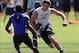 Jul 2, 2013; Beaverton, OR, USA; Tight end Ian Bunting (15) runs with the ball as cornerback Adoree' Jackson (10 closes in during the Nike 7on7 pool play at Nike World Headquarters in Beaverton, Oregon on Tuesday July, 2, 2013. Mandatory Credit: Steve Dyk