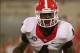 Aug 31, 2013; Clemson, SC, USA; Georgia Bulldogs running back Keith Marshall (4) carries the ball during the fourth quarter against the Clemson Tigers at Clemson Memorial Stadium. Tigers won 38-35. Mandatory Credit: Joshua S. Kelly-USA TODAY Sports