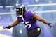 BALTIMORE, MD - NOVEMBER 24: Outside linebacker Terrell Suggs #55 of the Baltimore Ravens takes the field before the start of the Ravens and New York Jets game at M&T Bank Stadium on November 24, 2013 in Baltimore, Maryland. (Photo by Rob Carr/Getty Imag