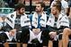 Nov 1, 2013; Minneapolis, MN, USA; (l. to r.) Minnesota Timberwolves point guard Ricky Rubio (9), power forward Kevin Love (42) and point guard J.J. Barea (11) during the final minutes of the fourth quarter against the Oklahoma City Thunder at Target Cent