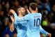 MANCHESTER, ENGLAND - JANUARY 08: Edin Dzeko of Manchester City congratulates Alvaro Negredo of Manchester City on scoring their fourth goal and his hat trick during the Capital One Cup Semi-Final first leg match between Manchester City and West Ham Unite
