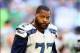Oct 17, 2013; Phoenix, AZ, USA; Seattle Seahawks defensive end Michael Bennett against the Arizona Cardinals at University of Phoenix Stadium. Mandatory Credit: Mark J. Rebilas-USA TODAY Sports