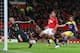 MANCHESTER, ENGLAND - JANUARY 05: Javier Hernandez of Manchester United scores his team's first goal during the FA Cup with Budweiser Third round match between Manchester United and Swansea City at Old Trafford on January 5, 2014 in Manchester, England.