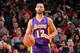 HOUSTON, TX - JANUARY 8: Kendall Marshall #12 of the Los Angeles Lakers drives against the Houston Rockets on January 8, 2014 at the Toyota Center in Houston, Texas. NOTE TO USER: User expressly acknowledges and agrees that, by downloading and or using t