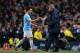 MANCHESTER, ENGLAND - DECEMBER 26: Samir Nasri of Manchester City shakes hands with Manuel Pellegrini the manager of Manchester City after being substituted during the Barclays Premier League match between Manchester City and Liverpool at Etihad Stadium
