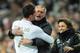 MADRID, SPAIN - FEBRUARY 12: Cristiano Ronaldo (L) of Real Madrid celebrates scoring his sides second goial with head coach Jose Mourinho of Real Madrid during the la Liga match between Real Madrid and Levante at Estadio Santiago Bernabeu on February 12,