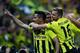 LONDON, ENGLAND - MAY 25: Ilkay Gundogan of Borussia Dortmund (L) celebrates with team-mate Jakub Blaszczykowski after scoring a goal from the penalty spot during the UEFA Champions League final match between Borussia Dortmund and FC Bayern Muenchen at W