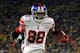 GREEN BAY, WI - JANUARY 15: Hakeem Nicks #88 of the New York Giants celebrates after making a 37 yard touchdown catch with time running out in the second quarter against the Green Bay Packers during their NFC Divisional playoff game at Lambeau Field on J