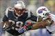 Dec 29, 2013; Foxborough, MA, USA; New England Patriots running back LeGarrette Blount (29) tries to break free against the Buffalo Bills during the second half of New England's 34-20 win at Gillette Stadium. Mandatory Credit: Winslow Townson-USA TODAY Sp