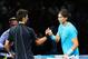 LONDON, ENGLAND - NOVEMBER 11: Rafael Nadal (R) of Spain congratulates winner Novak Djokovic of Serbia after their men's singles final match during day eight of the Barclays ATP World Tour Finals at O2 Arena on November 11, 2013 in London, England. (Pho