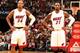 MIAMI, FL - JANUARY 7: Ray Allen #34 and Roger Mason Jr. #21 of the Miami Heat look on against the New Orleans Pelicans at the American Airlines Arena in Miami, Florida on Jan. 7, 2014. NOTE TO USER: User expressly acknowledges and agrees that, by downloa