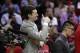 Dec 18, 2013; Houston, TX, USA; Houston Rockets center Omer Asik (3) gives a thumbs up during the second quarter against the Chicago Bulls at Toyota Center. Mandatory Credit: Andrew Richardson-USA TODAY Sports