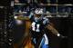 Dec 15, 2013; Charlotte, NC, USA; Carolina Panthers cornerback Captain Munnerlyn (41) reacts after returning an interception for a touchdown in the fourth quarter at Bank of America Stadium. Mandatory Credit: Bob Donnan-USA TODAY Sports