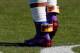 CHARLOTTE, NC - JANUARY 12: A view of Cam Newton #1 of the Carolina Panthers' shoes saying 'SuperCam' during warmups before the NFC Divisional Playoff Game against the San Francisco 49ers at Bank of America Stadium on January 12, 2014 in Charlotte, North