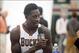 Sep 30, 2013; St. Francis, WI, USA; Milwaukee Bucks player Larry Sanders speaks during media day at Milwaukee Bucks Training Center. Mandatory Credit: Mary Langenfeld-USA TODAY Sports