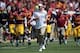 Sep 14, 2013; Los Angeles, CA, USA; Southern California Trojans coach Lane Kiffin leads his team to the field before the game against the Boston College Eagles at the Los Angeles Memorial Coliseum. Mandatory Credit: Kirby Lee-USA TODAY Sports