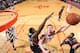 HOUSTON, TX - NOVEMBER 27: Omer Asik #3 of the Houston Rockets shoots the ball against Elton Brand #42 of the Atlanta Hawks on November 27, 2013 at the Toyota Center in Houston, Texas. NOTE TO USER: User expressly acknowledges and agrees that, by downloa