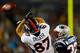 FOXBORO, MA - OCTOBER 07: Eric Decker #87 of the Denver Broncos mishandles a pass in front of Devin McCourty #32 of the New England Patriots during the game on October 7, 2012 at Gillette Stadium in Foxboro, Massachusetts. (Photo by Jared Wickerham/Getty